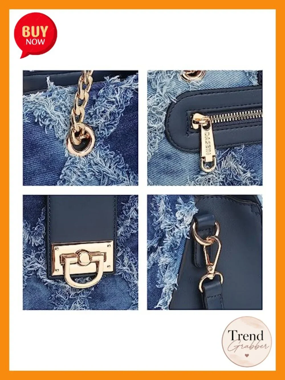 Vegan Leather Hobo Satchel Bag with Gold Hardware, Convertible Tote
